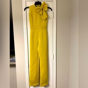 Yellow Scubba Jumpsuit with Neck Bow